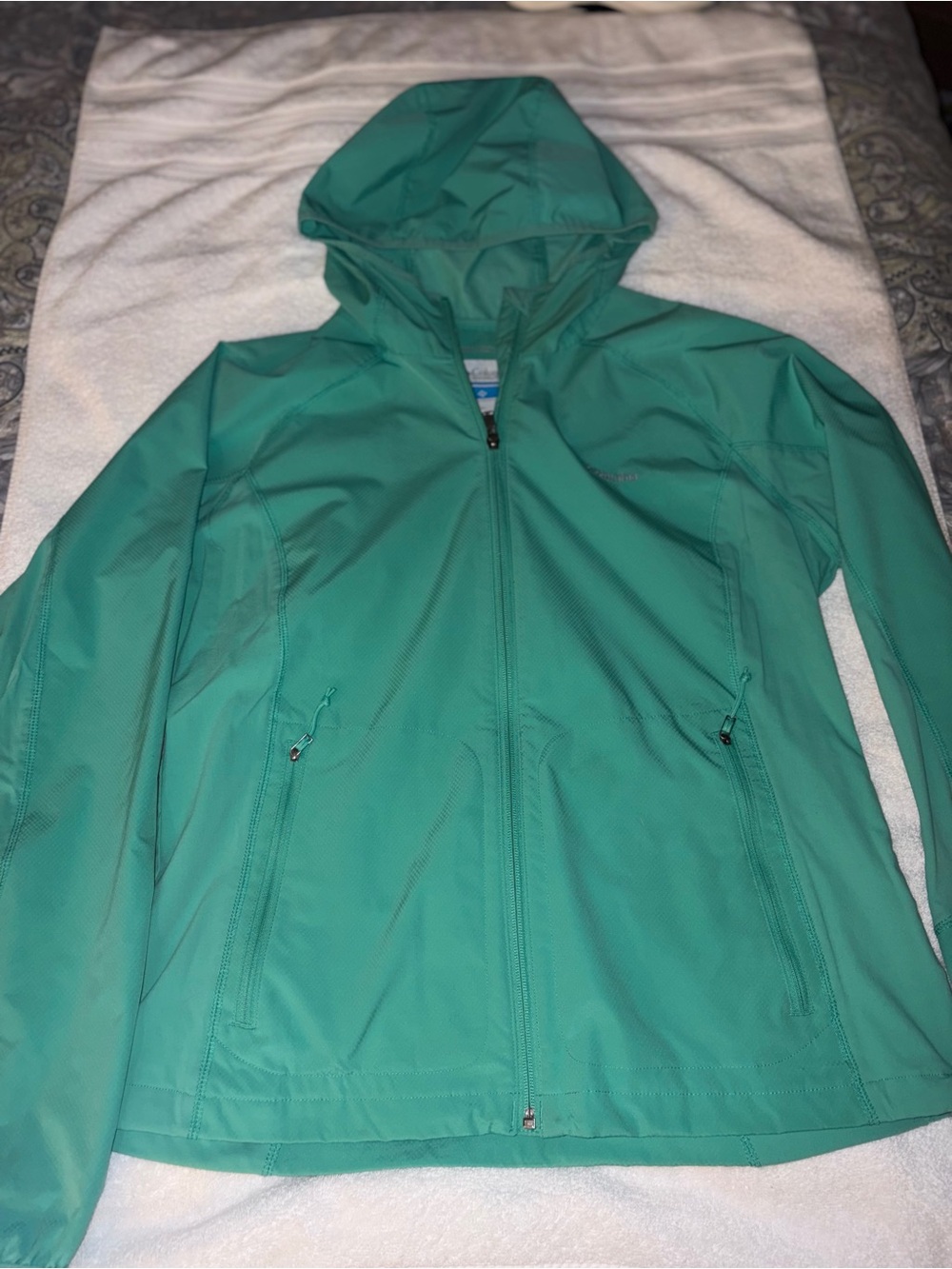 Columbia Teal Hooded Rain Shell Jacket